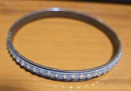 Beize 2 1/2" Brass Bracelet With Felt And Faux Diamonds-Missing 3 Diamonds - $4.94