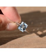 Vintage Art Deco 9ct White Gold Aquamarine Princess Cut Stone Scottish RING - $279.99