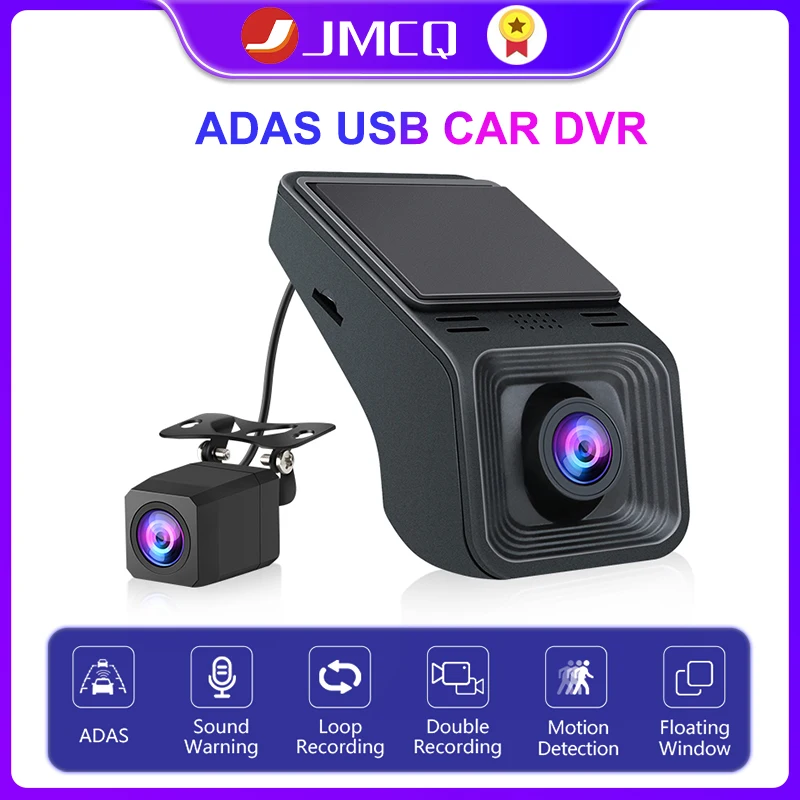 Jmcq Usb Adas Car Dvr Dash For Auto Android Multimedia Player Front And Rear - £30.87 GBP+