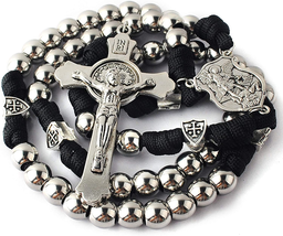 10Mm Stainless Steel Beads Large and Heavy Rugged Durable Paracord Rosary - £33.34 GBP