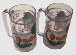 Budweiser Half Filled Liquid Lizards Plastic Beer Mugs Vintage 90s Set of 2 - $16.42