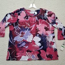 Womans Alfred Dunner Floral Top Size L 3/4 Sleeve NEW - $14.52