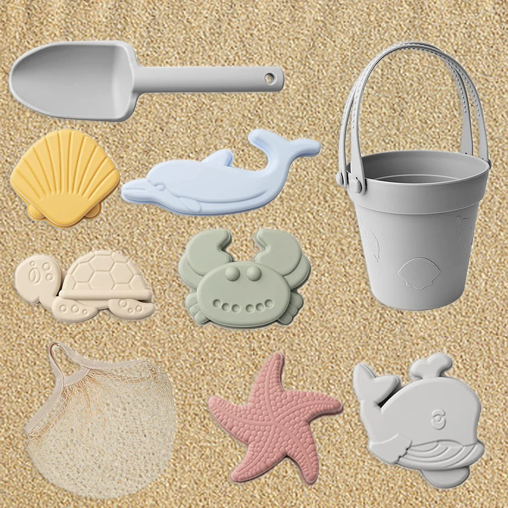8pcs Kids Sand Toys Set with Portable Beach Bag Silicone Summer Playset Cute - £11.20 GBP+