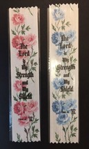The Lord is My Strength &amp; Shield Ribbon Bookmark FBM-5 Gospel Text Line Lot of 2 - £3.96 GBP