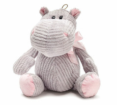 Burton and Burton Gray and Pink Ribbed Hippo Plush  with Tags 9 inch - £8.50 GBP