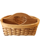 Divided Oval 11.5 Inch Natural Basket with Heart Cutout in Handle - $22.43