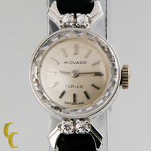 Women&#39;s Vintage 18k White Gold Movado Turler Watch W/Diamonds - $13,444.88 MXN