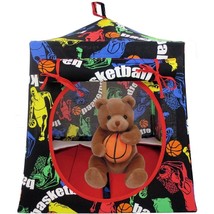 Black Tent, 2 Sleeping Bags, Basketball Print for Action Figure, Stuffed Animal  - £19.94 GBP