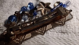 Vintage Ocean Theme Hand Beaded Vintage Barrette 4 Inches Long - £11.82 GBP