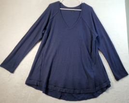 Torrid Blouse Top Womens Size 4 Navy Waffle Polyester Long Casual Sleeve V Neck - £13.33 GBP