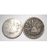 1826 &amp; 1932 Mexico Silver 2 Reales Coins AN800 - £38.17 GBP