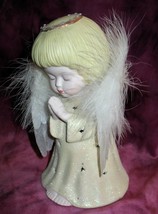 Ceramic Praying Angel Cherub Fiber Optic Changing Colors ~ Feather Wings - £17.09 GBP