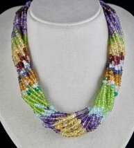 Mehrfarbige Peridot Citrin Iolith Aquamarin Perlen 15L 808 Kt Edelstein... - $221.17 CAD