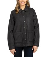Boston Traders Womens Trucker Jacket Black Faux Suede Pockets Heavyweight - $828.56 MXN