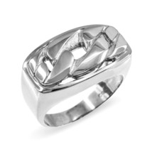 Men&#39;s .925 Sterling Silver Cuban Link Statement Ring - Made in USA - any Size - £49.43 GBP