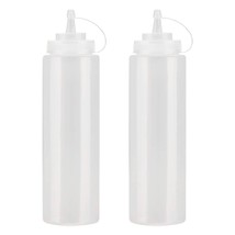 uxcell Plastic White 24oz Squeeze Bottle Jar Containers with Cap for Ketchup Syr - £16.64 GBP