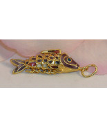 Vintage Cloisonne Enamel Articulated Fish Pendant Purple &amp; Gold Tone Koi... - $28.62 CAD