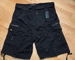 NWT Vintage Belted Cargo Shorts Wide Leg Rivets Black Sz 40 PJ Mark Y2K - £15.78 GBP