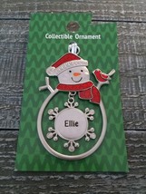 Christmas Snowman  Personalized &quot;Ellie&quot; Collectable Silver Ornament Ganz New - £20.21 GBP