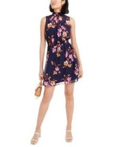 MSRP $80 Bar Iii Floral Printed Mock-Neck Mini Dress Purple Size XL - £11.78 GBP