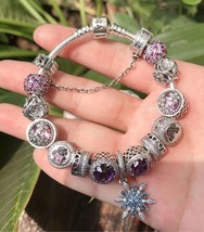 925 Sterling Silver Complete Finished Beads Charm Bracelet-Dazzling Daisy Meadow - £138.26 GBP