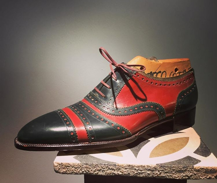 Handmade Burgundy Black Leather Shoes, Men's Cap Toe Lace Up Designing Shoes 201