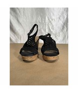 Vintage Mudd Black Y2K Platform Wedge Crochet Sandals Women’s Size 6 M - £19.75 GBP
