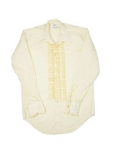 Vintage After Six Ruffle Tuxedo Dress Shirt Mens M4 Yellow Long Sleeve - $53.07