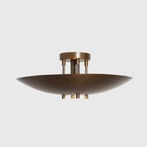 Ceiling Light Flush Pendant Mount Brass Mid Century Fixture Style Chande... - $525.46