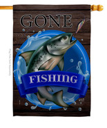 Gone Fishing House Flag 28 X40 Double-Sided Banner - £29.20 GBP