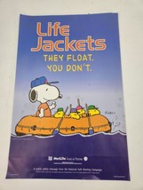 VTG Snoopy Peanuts Charles Schulz Poster MetLife Life Jacket Boater Safety 1998 - £15.02 GBP