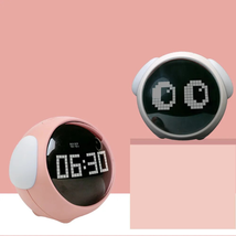 Night Light Cute Expression Alarm Clock Child Alarm Clock Voice Controlled  - $34.63