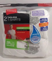 T-Shirts HANES MEN TAGLESS T-SHIRTS SOLID WHITE 2 PACK SIZE 2XL (50-52&quot;)... - $14.69