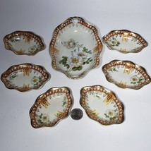 7 pc Antique MW Co Prussia Hand Painted Roses Porcelain Salt Nut Berry Bowl Set - £93.43 GBP