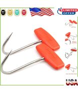 Premium Stainless Steel Meat Hooks Set of 2 with Non-Slip Handles for Bu... - $39.86 CAD