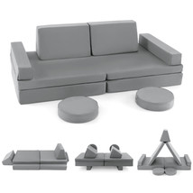 10 PCS Modular Convertible Foam Folding Couch Toddler Playset Kids Play Sofa Set - £224.88 GBP