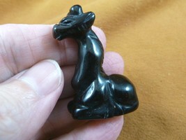 (Y-GIR-SI-568) Black Onyx GIRAFFE giraffes carving FIGURINE gemstone gir... - $14.01