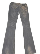 Miss Me Denim Jeans Easy Boot JE5642BL size 27 Bling Sequin Buckle - £15.57 GBP
