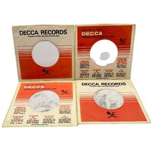 Decca Records Company Sleeves 45 RPM Vinyl Orange Striped Small Lot of 4 - £7.82 GBP