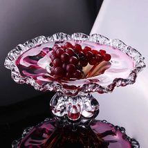 interoknack Luxury Crystal Glass Pedestal Fruit Bowl, Pink Amber Gradien... - $5,526.91 MXN
