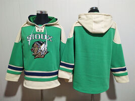 North Dakota Fighting Sioux Blank Cream Green Black Pullover Hoodie - $63.20