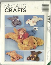 McCall&#39;s Sewing Pattern 797 Fuzzy Friends Animal Pet Pillow Shams New - £5.49 GBP