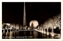 Vtg Postcard RPPC New York Worlds Fair Night Scene Constitutional Mall UNP - £11.17 GBP
