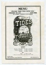 Tides Tavern Menu On The Water Gig Harbor Washington 1970&#39;s Self Service  - £21.80 GBP