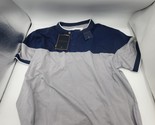 Marc Asher T-Shirt Men&#39;s XL Blue White Striped Short Sleeve Henley Neck ... - £19.46 GBP