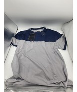 Marc Asher T-Shirt Men&#39;s XL Blue White Striped Short Sleeve Henley Neck ... - £19.70 GBP