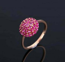 1.50Ct Round Cut Red Ruby Cluster Wedding Anniversary Ring 14K Rose Gold Finish - £70.61 GBP