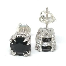 3.00CT Lab-Created Onyx Noir Solitaire Clou Earrings IN 14K Plaqué or Blanc - £100.41 GBP