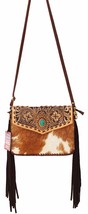 Women&#39;s Cowhide Western Floral Tooled Leather Shoulder Purse Handbag 18RAH03 - £94.21 GBP