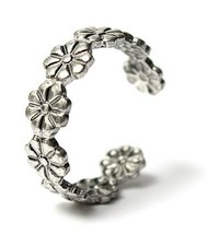 Daisy Toe Ring Solid Real 925 Sterling Silver Adjustable 5mm Flowers Cute Boxed - £13.03 GBP